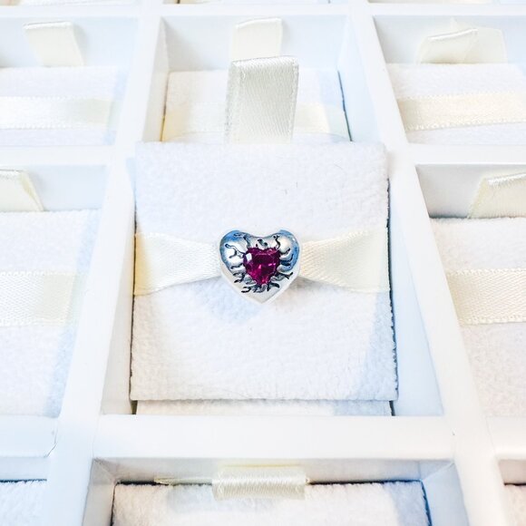 925 Sterling Silver Red Crystal Heart Charm Bead With Love Message Fits Pandora - Picture 3 of 10